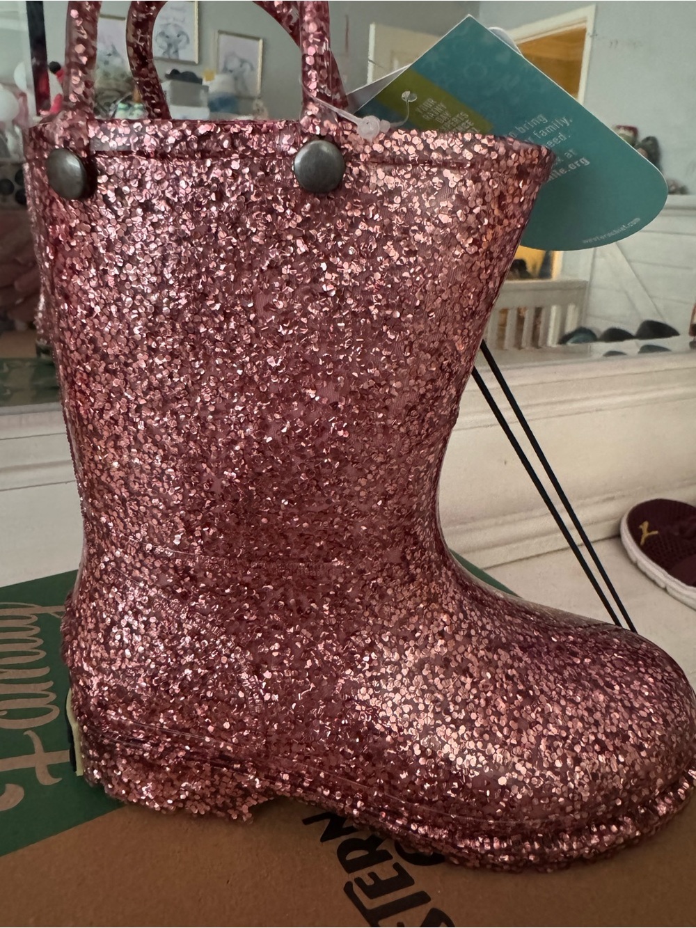 NWT Toddler Pink Glitter Rain Boots - 8